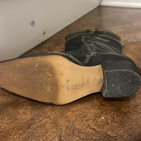 Gianni black leather embroidered cowboy boots - Picture 3 of 6